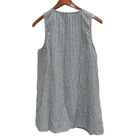 Entro Boho Striped Mini Dress with Colorful Embroidery - Size L - Picture 2 of 6